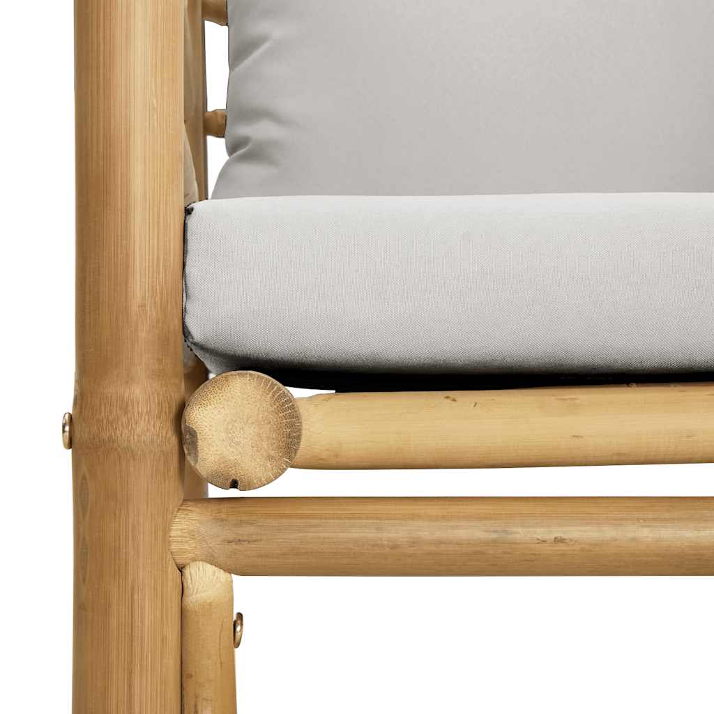 Garden Sofa with Light Grey Cushions Bamboo