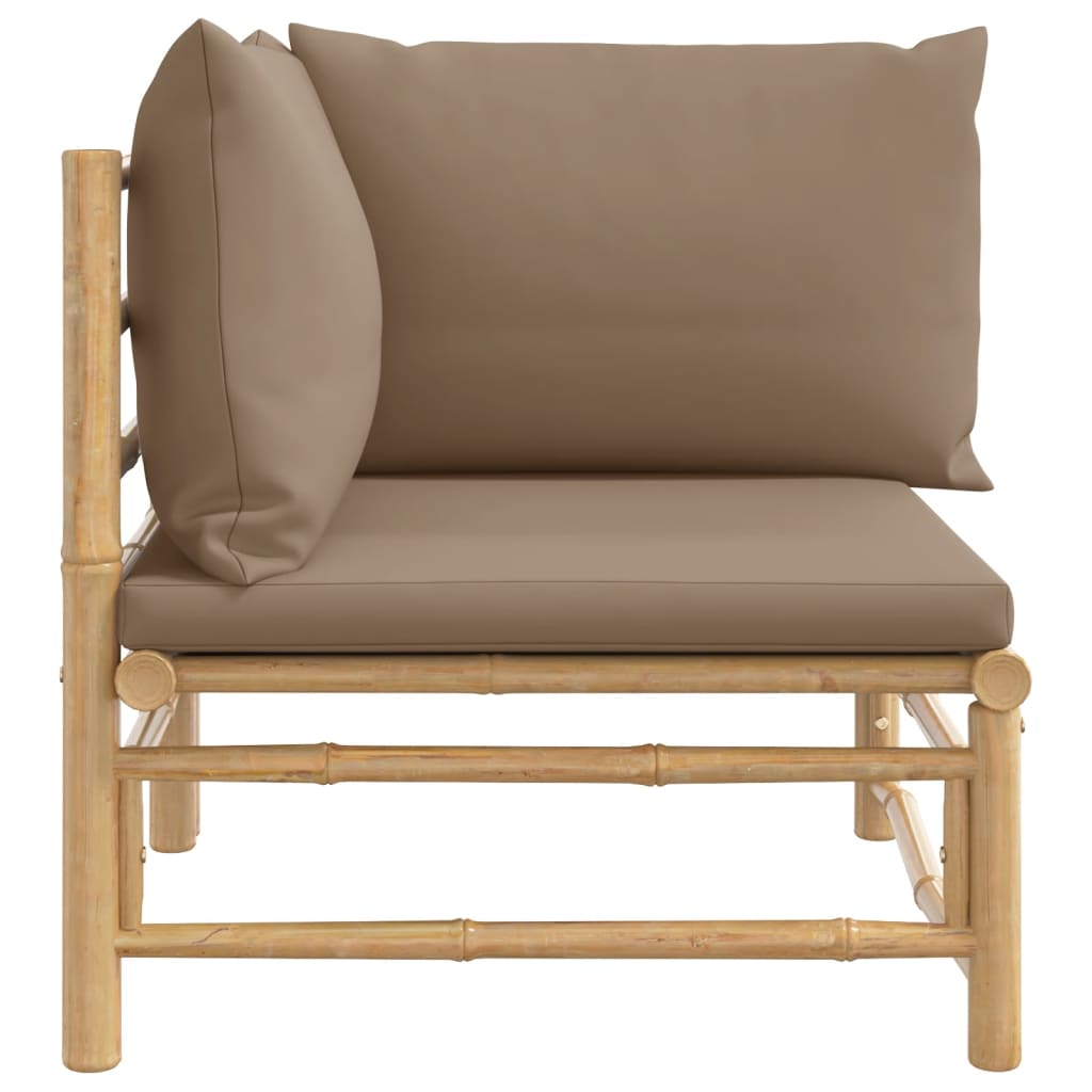 Garden Corner Sofa with Taupe Cushions Bamboo