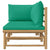 2 Piece Garden Lounge Set with Green Cushions Bamboo