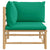 Garden Corner Sofa with Green Cushions Bamboo