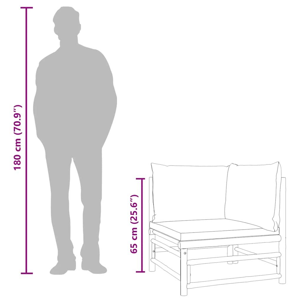 Garden Corner Sofa with Green Cushions Bamboo