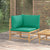 Garden Corner Sofa with Green Cushions Bamboo