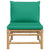 Garden Middle Sofa with Green Cushions Bamboo