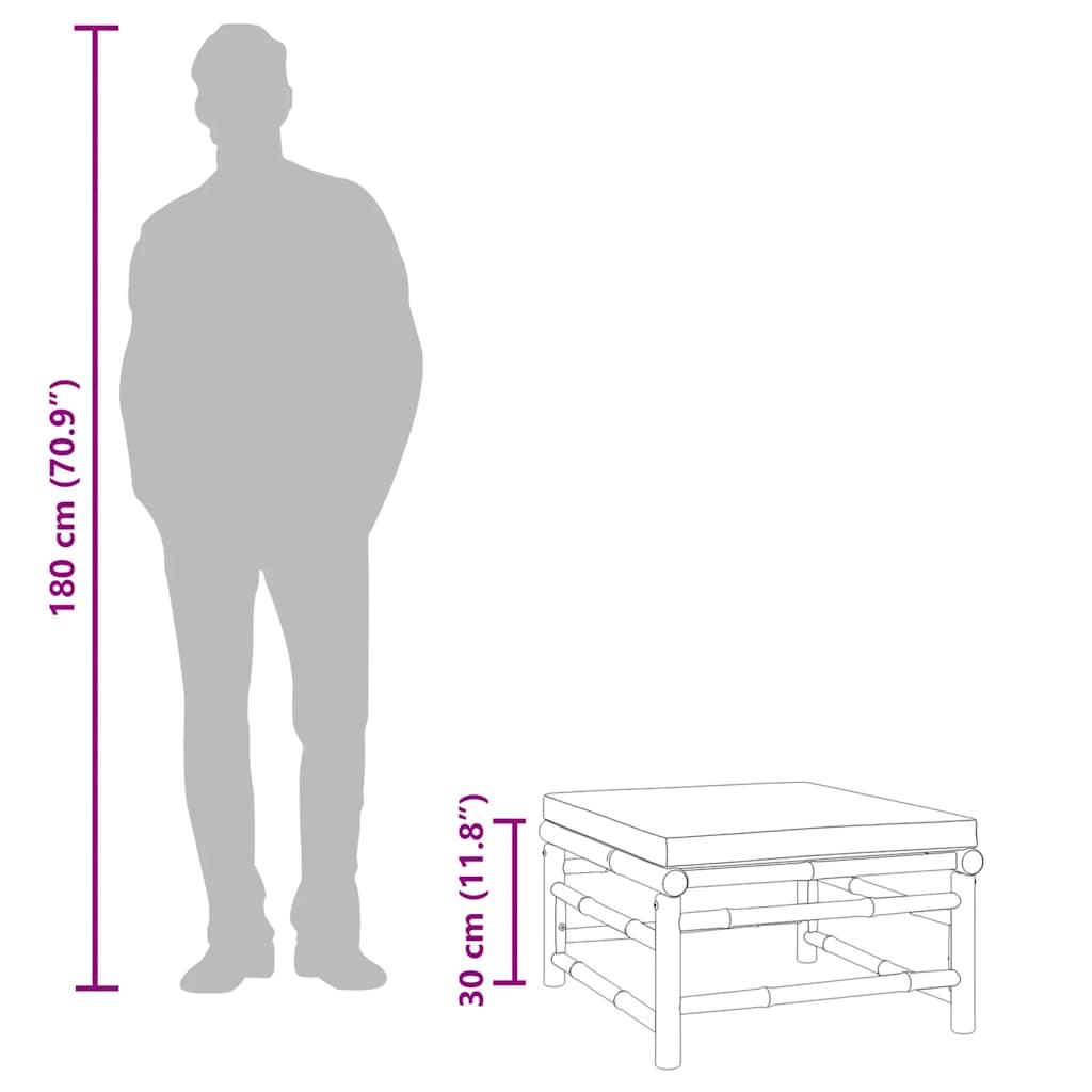 Garden Footstool with Green Cushion Bamboo