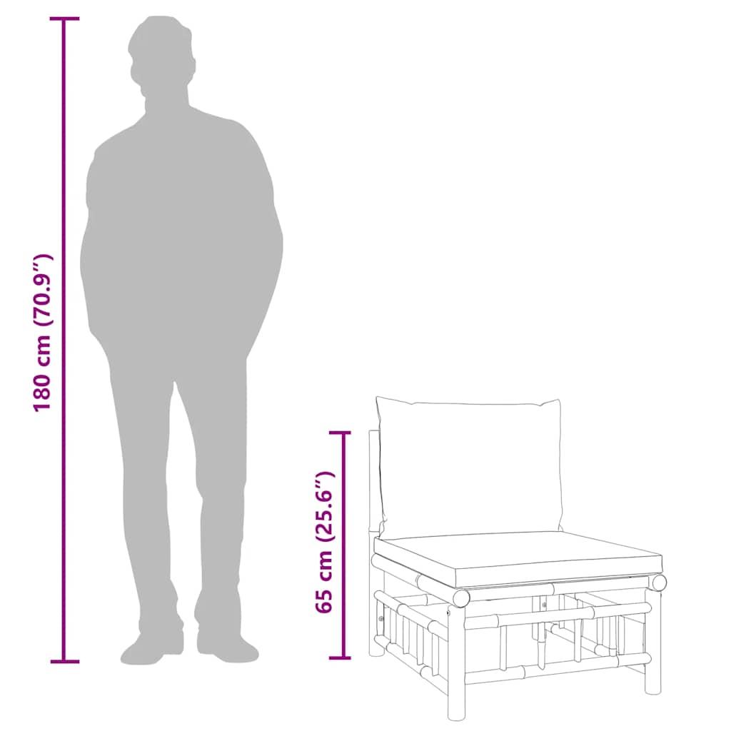 2 Piece Garden Lounge Set with Cream White Cushions Bamboo