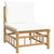 Garden Middle Sofa with Cream White Cushions Bamboo