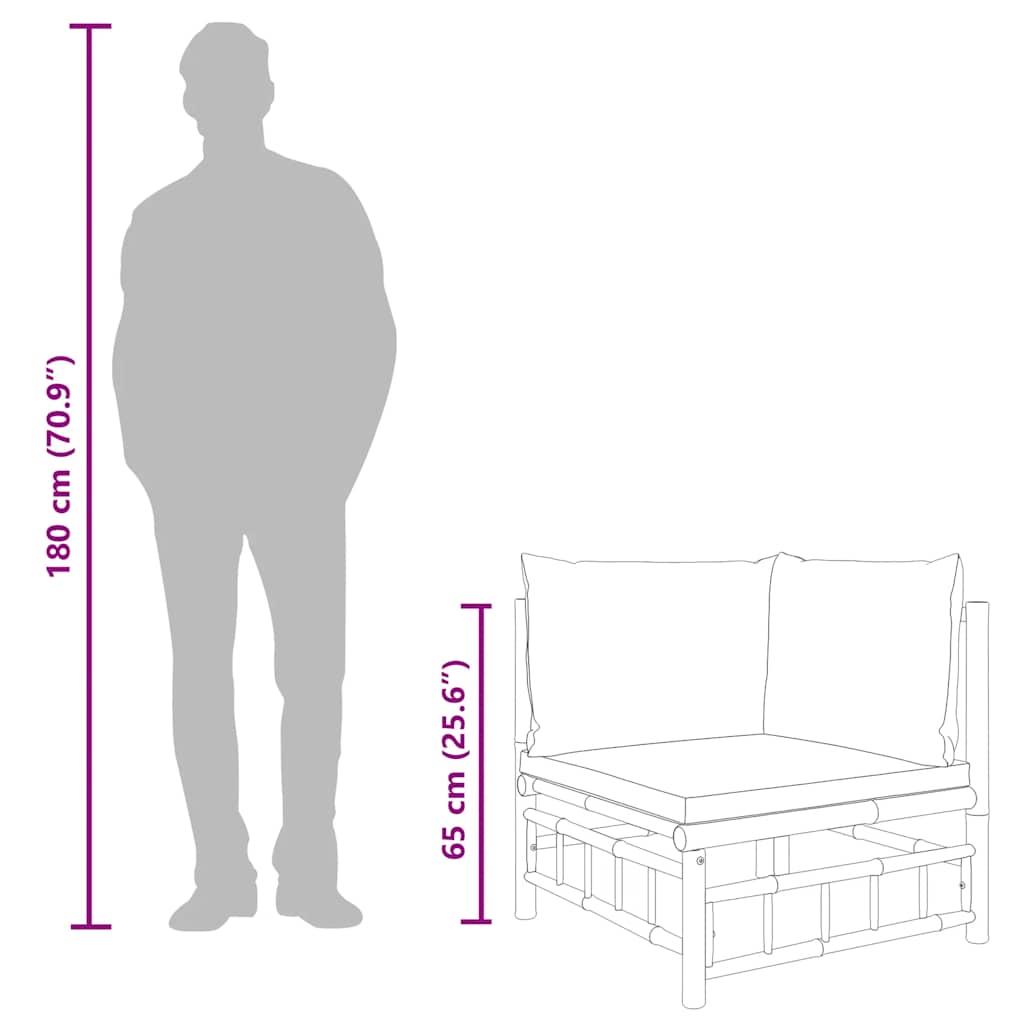 Garden Corner Sofa with Dark Grey Cushions Bamboo