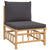 Garden Middle Sofa with Dark Grey Cushions Bamboo