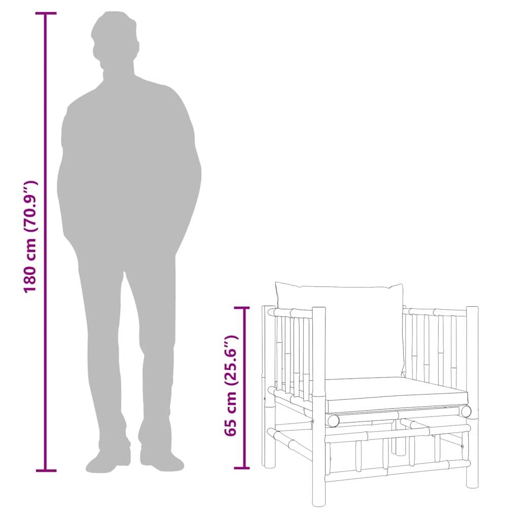 Garden Sofa with Dark Grey Cushions Bamboo