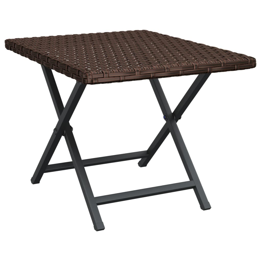 Folding Table Brown 45x35x32 cm Poly Rattan