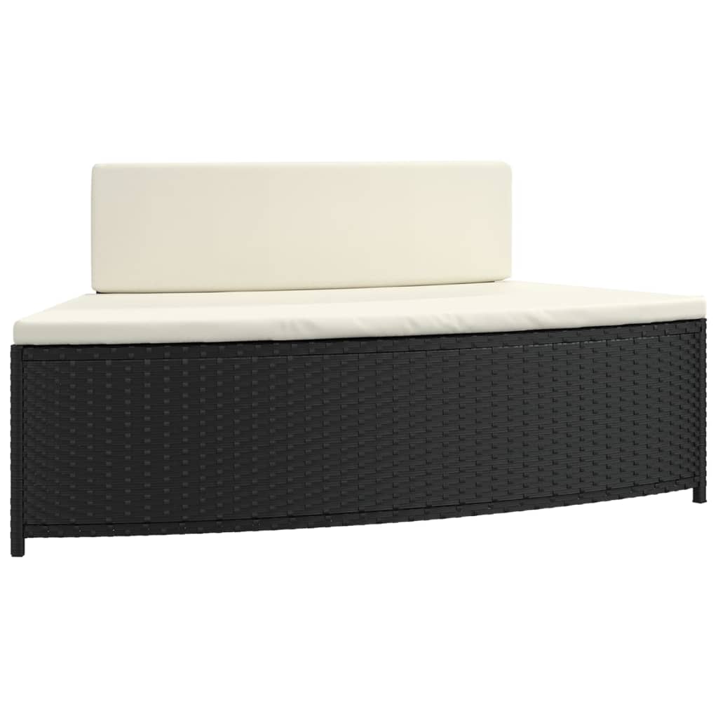 Spa Benches with Cushions 2 pcs Black Poly Rattan