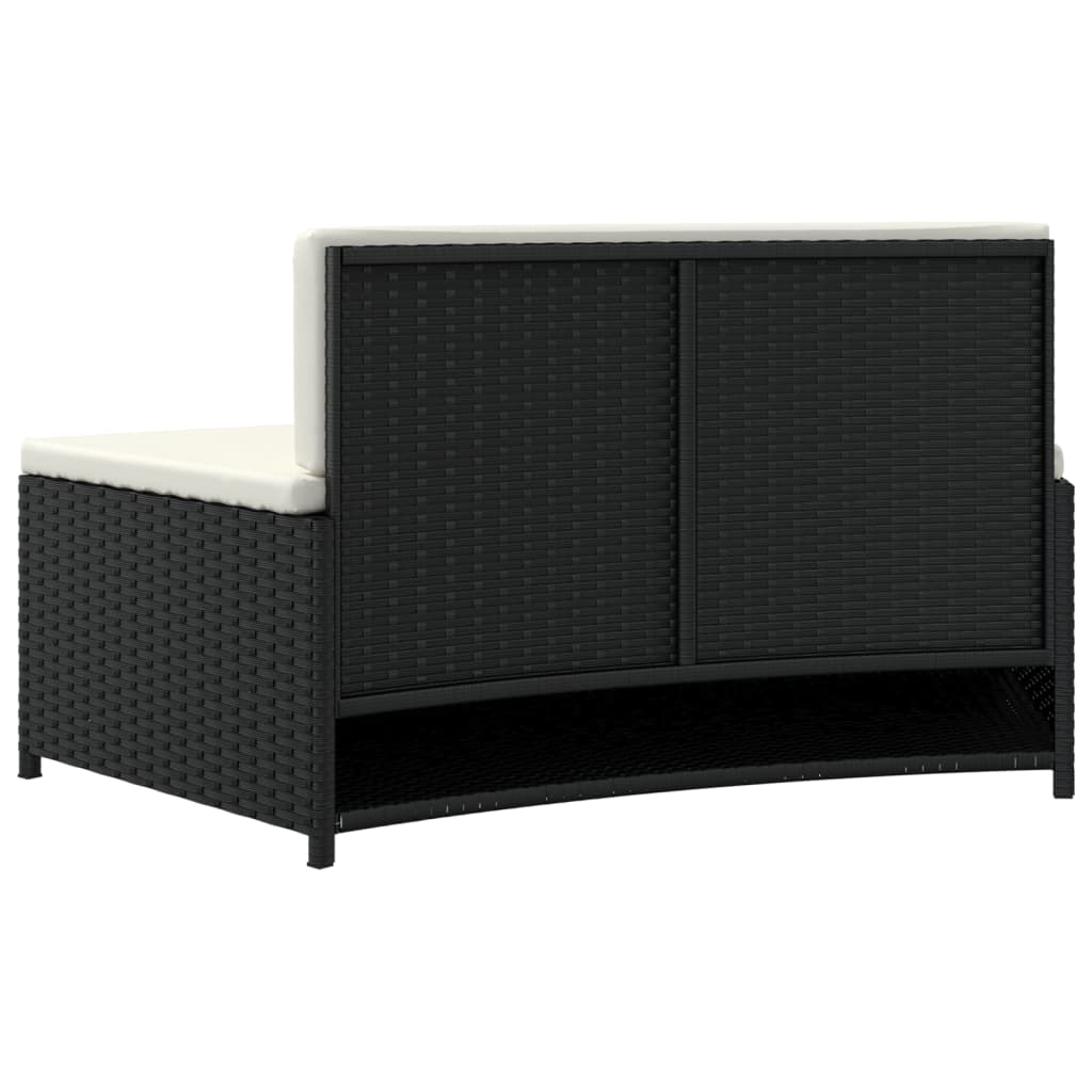 Spa Benches with Cushions 2 pcs Black Poly Rattan