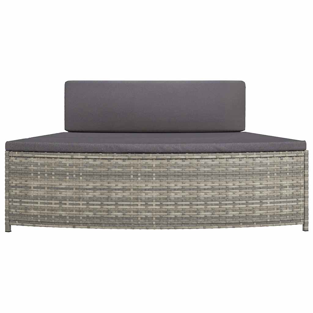 Spa Benches with Cushions 2 pcs Grey Poly Rattan