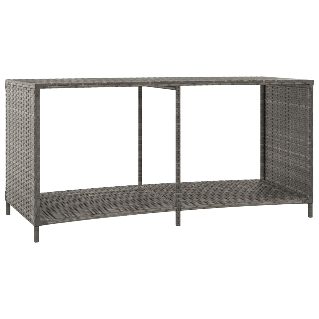 Storage Shelves 2 pcs Grey Poly Rattan