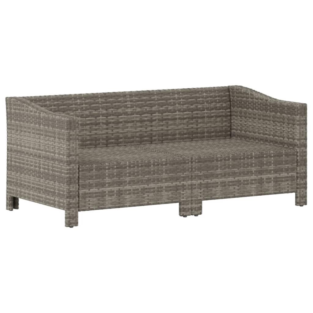 2 Piece Garden Lounge Set with Cushions Grey Poly Rattan