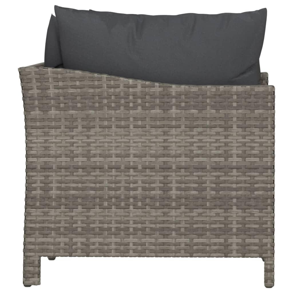 2 Piece Garden Lounge Set with Cushions Grey Poly Rattan