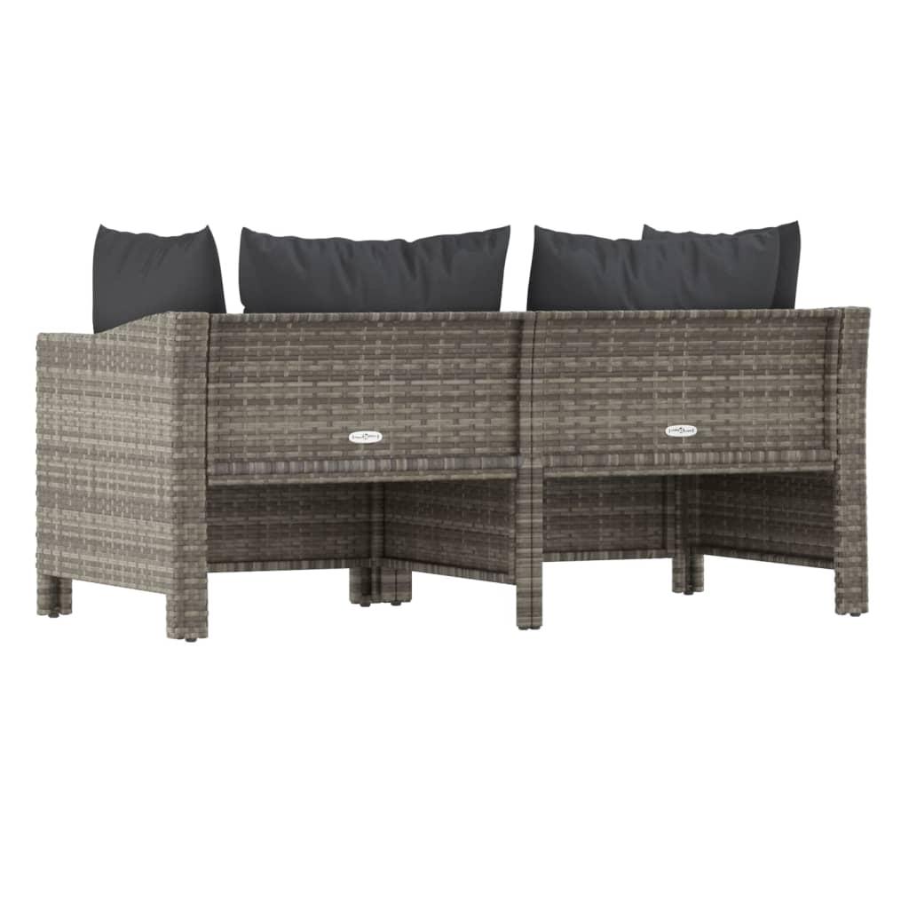2 Piece Garden Lounge Set with Cushions Grey Poly Rattan