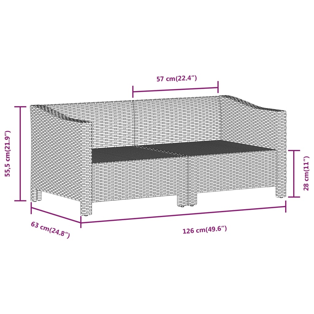 2 Piece Garden Lounge Set with Cushions Grey Poly Rattan
