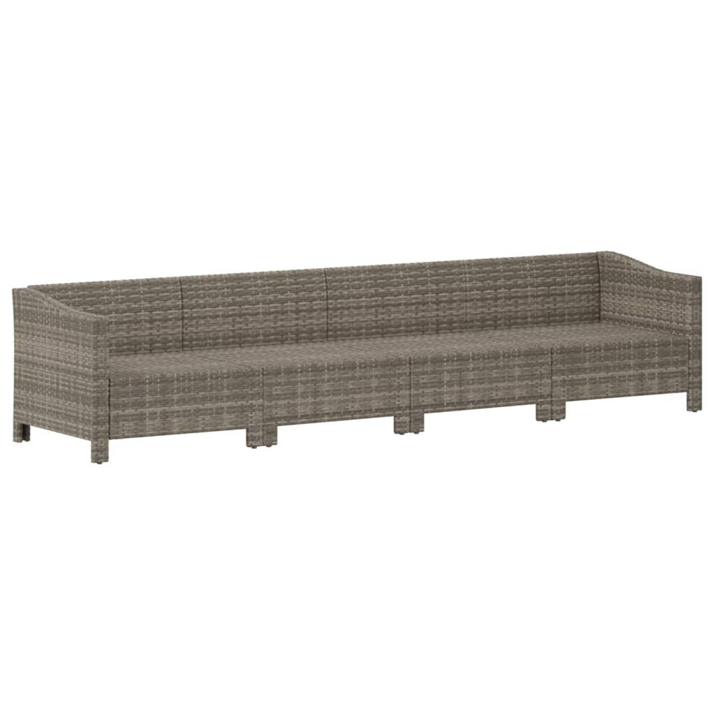 4 Piece Garden Lounge Set with Cushions Grey Poly Rattan