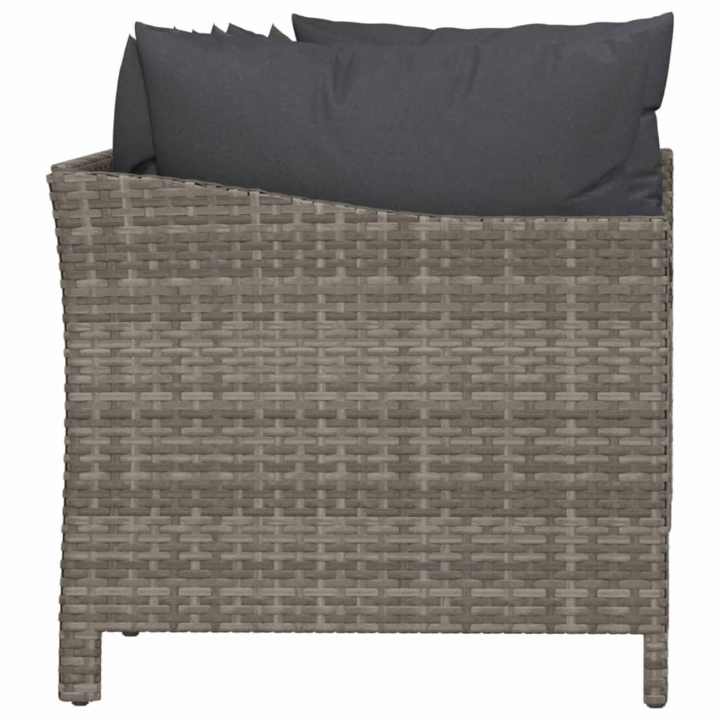 4 Piece Garden Lounge Set with Cushions Grey Poly Rattan