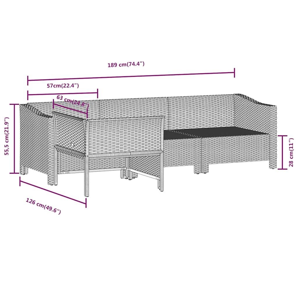 4 Piece Garden Lounge Set with Cushions Grey Poly Rattan