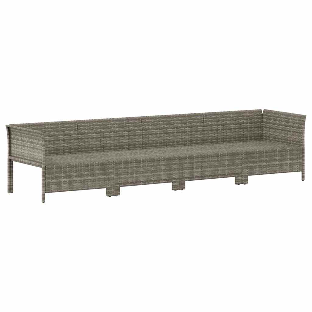 4 Piece Garden Lounge Set with Cushions Grey Poly Rattan