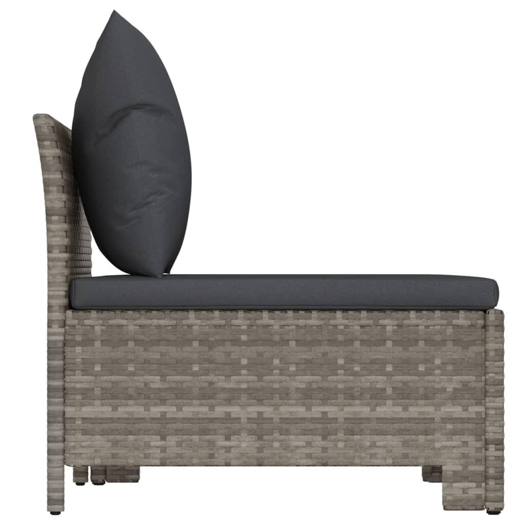 2 Piece Garden Lounge Set with Cushions Grey Poly Rattan