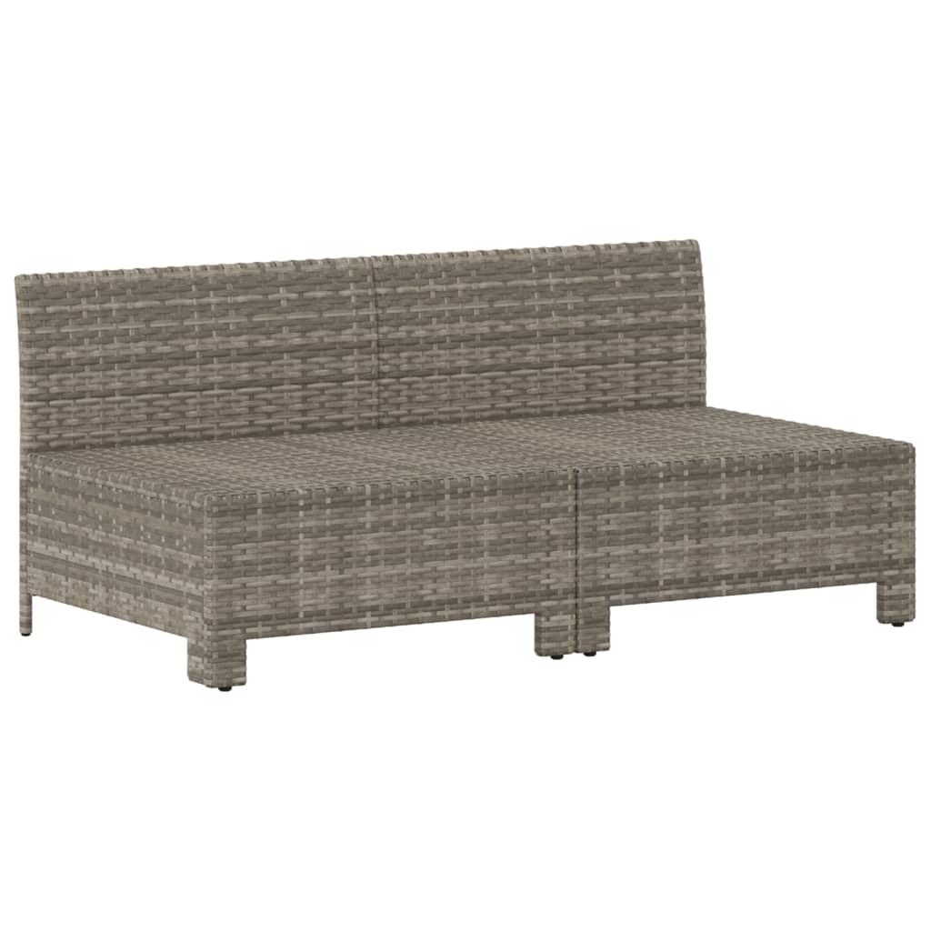 2-Seater Garden Sofa with Cushions Grey Poly Rattan