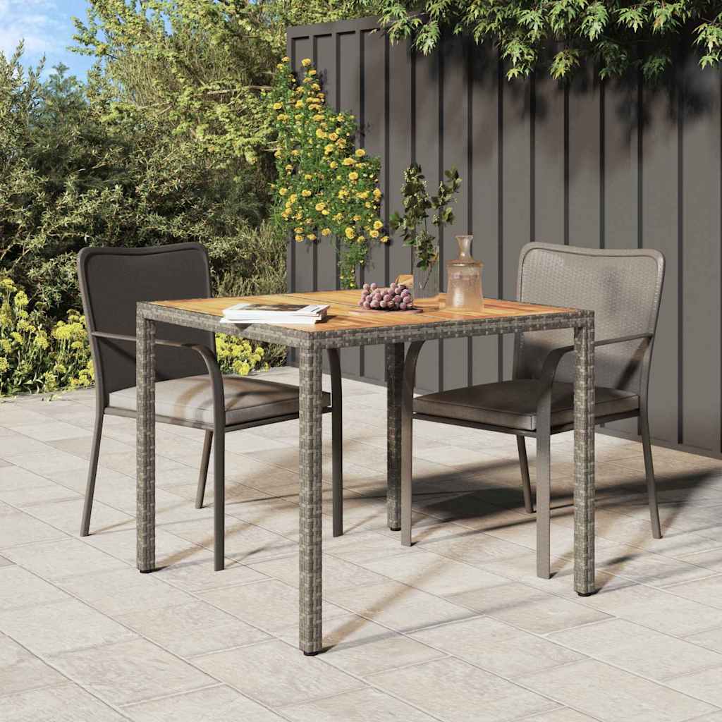Garden Table Grey 90 x 90 x 75 cm Poly Rattan