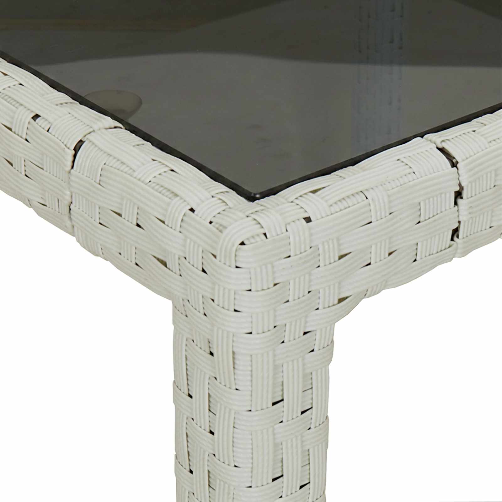 Garden Table White 150 x 90 x 75 cm Poly Rattan