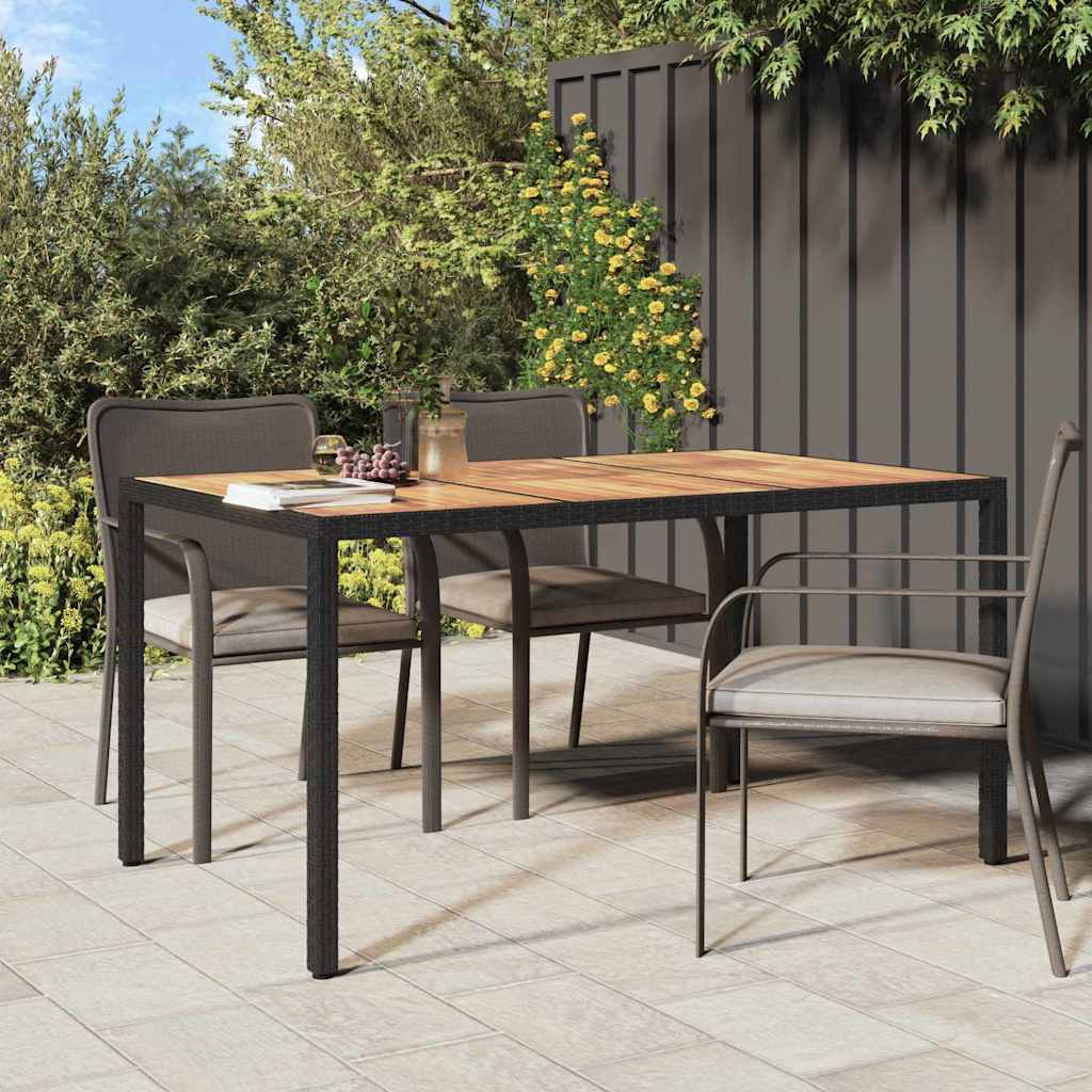 Garden Table Black 150 x 90 x 75 cm Poly Rattan