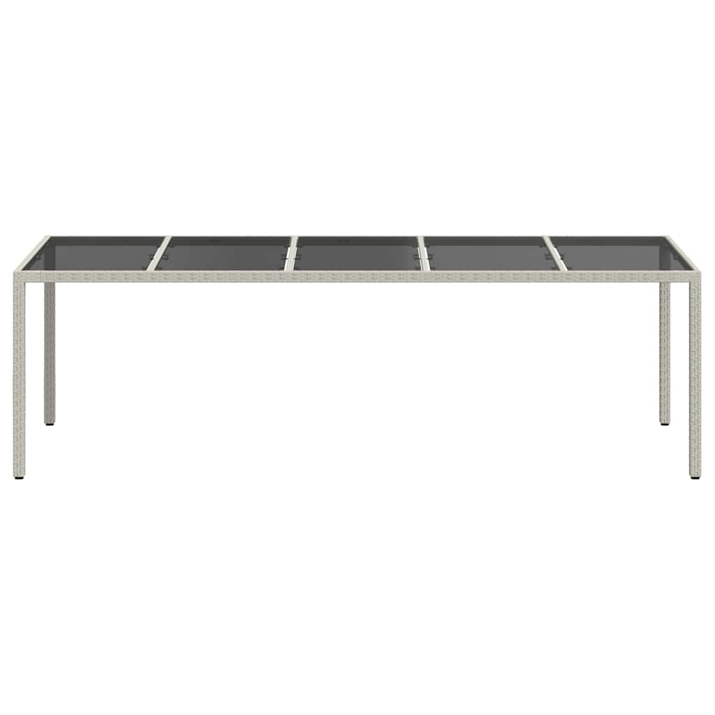 Garden Table White 250x100x75 cm Poly Rattan and Tempered Glass