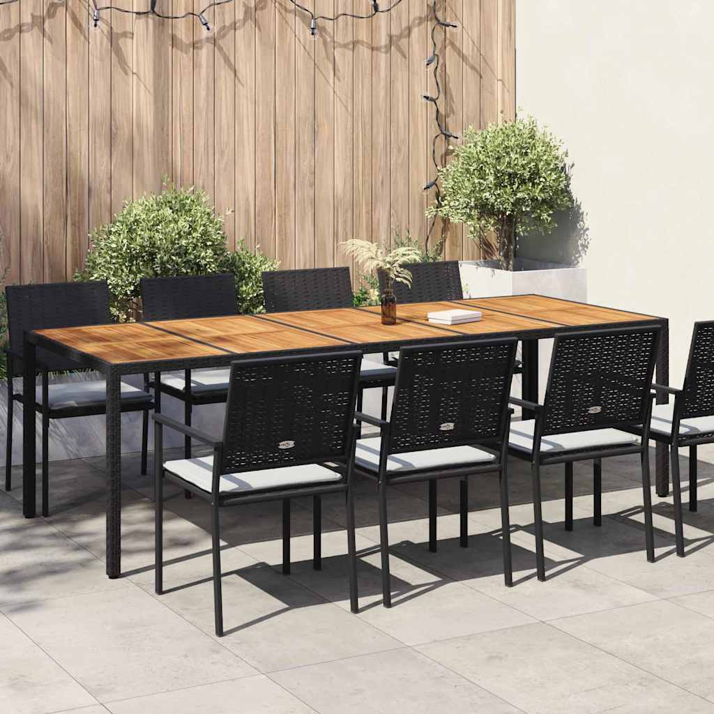 Garden Table Black 250 x 100 x 75 cm Poly Rattan