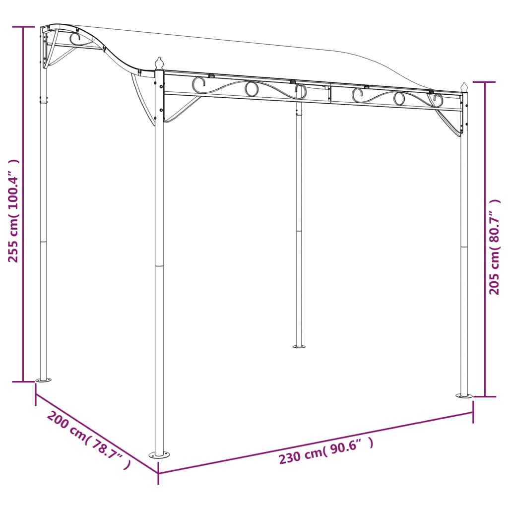 Canopy Taupe 2x2,3 m 180 g/m² Fabric and Steel
