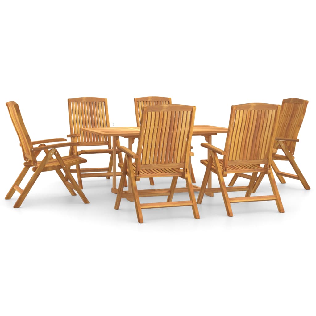 7 Piece Garden Dining Set Solid Wood Teak