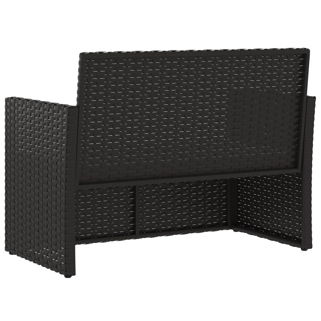 Garden Bench with Cushions Black 105 cm Poly Rattan