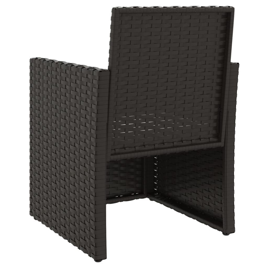 Garden Armchair with Cushion Black Poly Rattan