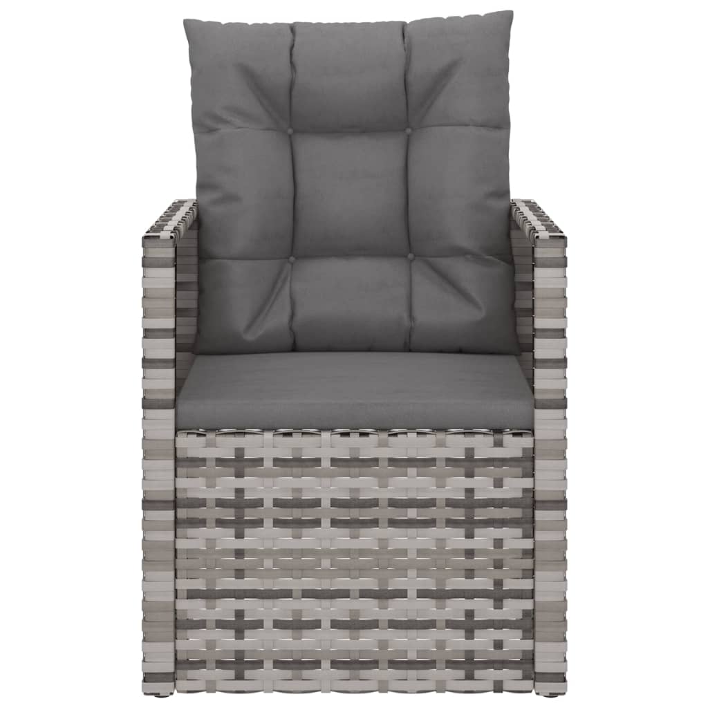 Garden Armchair with Cushions Grey Poly Rattan