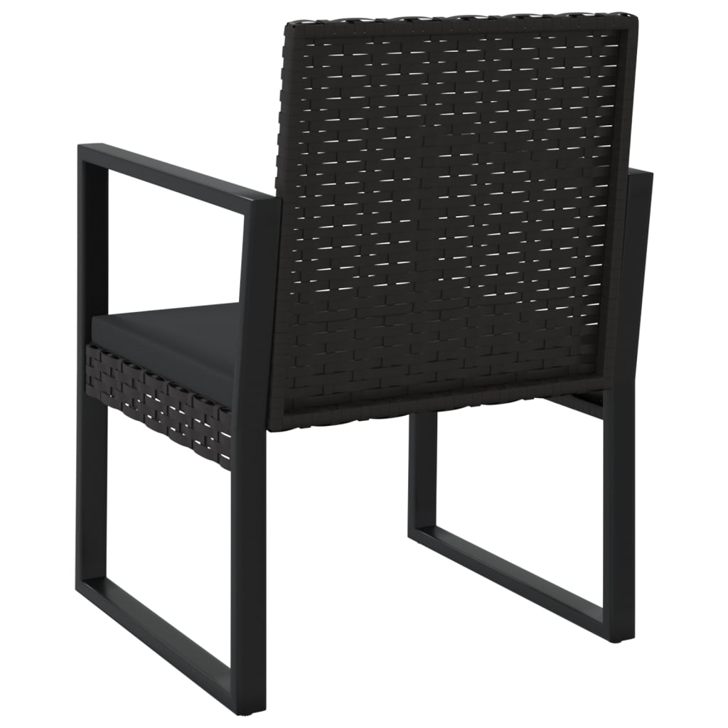 Garden Armchair with Cushion Black Poly Rattan