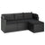 3-Seater Garden Sofa with Roof and Footstool Black Poly Rattan