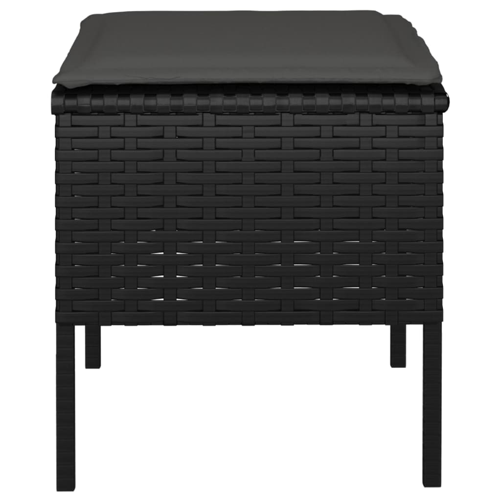 Garden Footstools with Cushions 4 pcs Black Poly Rattan