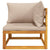Sectional Corner Sofa with Taupe Cushions Solid Wood Acacia