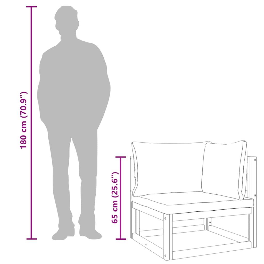 Sectional Corner Sofa with Taupe Cushions Solid Wood Acacia