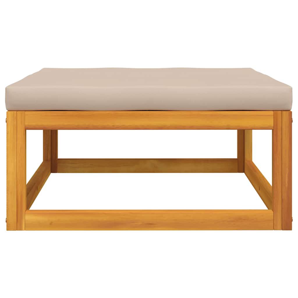 Garden Footrest with Taupe Cushion Solid Wood Acacia
