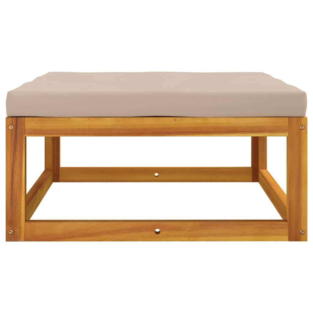 Garden Footrest with Taupe Cushion Solid Wood Acacia