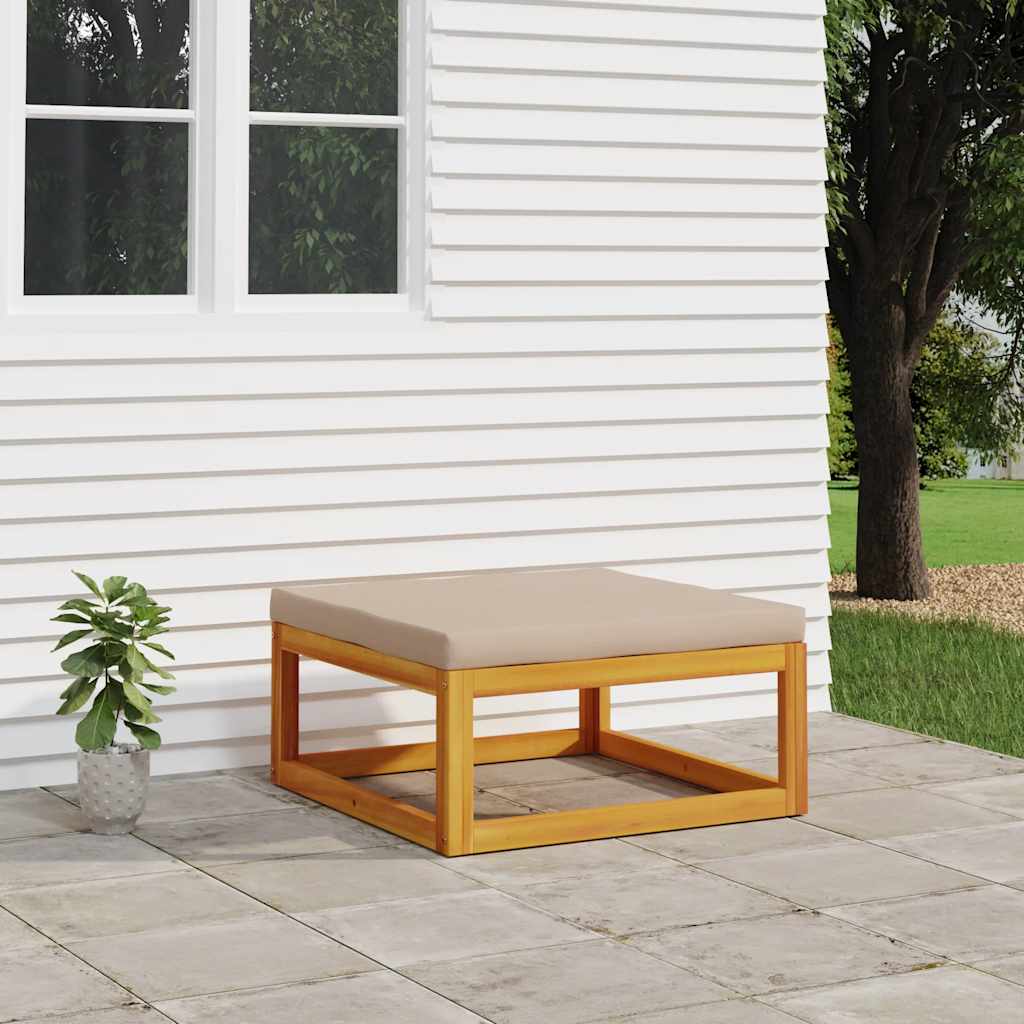 Garden Footrest with Taupe Cushion Solid Wood Acacia