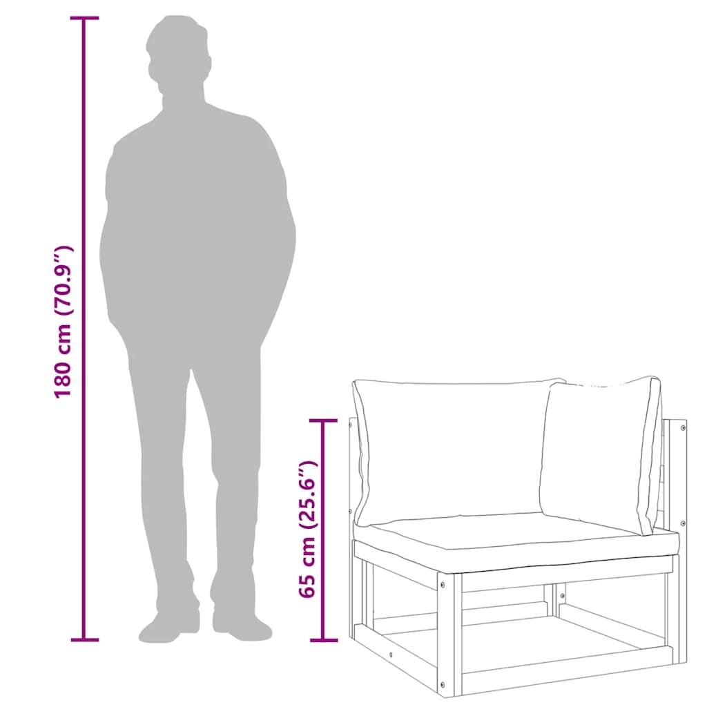 Sectional Corner Sofa with Light Grey Cushions Solid Wood Acacia