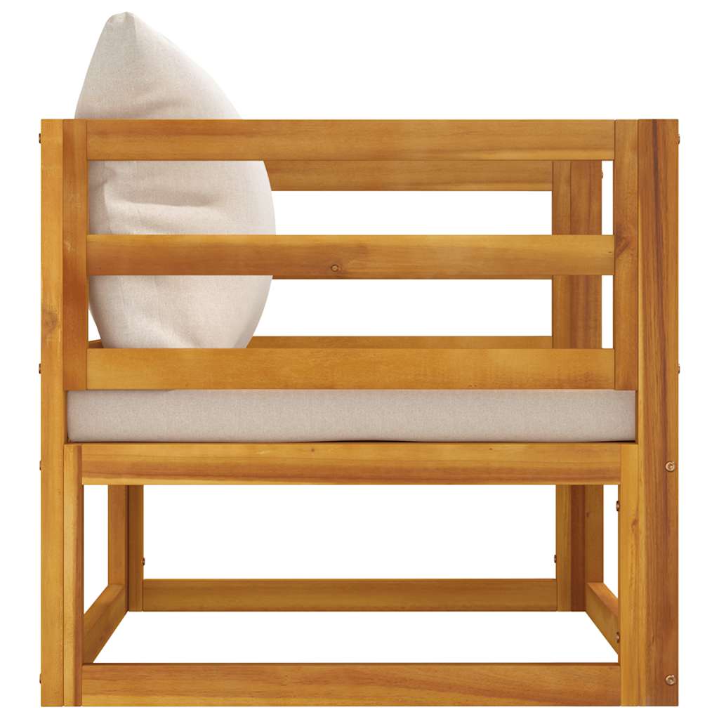 Garden Chair with Light Grey Cushions Solid Wood Acacia