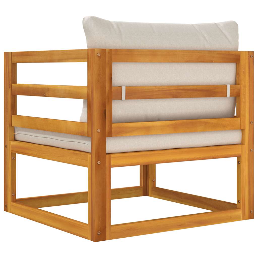 Garden Chair with Light Grey Cushions Solid Wood Acacia