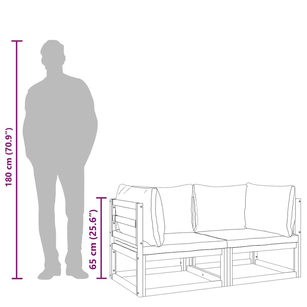 Sectional Corner Sofas 2 pcs with Green Cushions Solid Wood Acacia